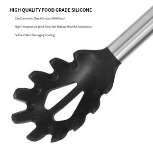 Cuillère à pâtes de haute qualité pour la cuisine, cuillère à spaghetti avec manche creux, utilisation domestique, manche en acier inoxydable, fourchette à pâtes en silicone - Product Image 3