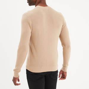 Suéter de Cuello Redondo de Doble Punto para Hombre en Color Taupe, Cálido para Invierno, Reversible, Mezcla de Algodón y Poliamida, Transpirable - Product Image 3