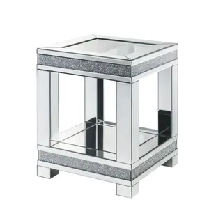 Роскошный высококачественный зеркальный боковой столик с измельченным алмазным стеклом на верхней части для гостиной