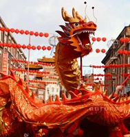 Costume de danse du dragon chinois de haute qualité fait main en laine/polyester/rayonne pour les fêtes de Noël et les spectacles traditionnels