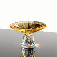 Plateau à fruits en cristal de quartz transparent de luxe pour mariage, style moderne minimaliste, plateau à pâtisserie pour table de dessert, base haute pour présentation