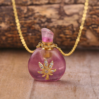 Collier bouteille de parfum de luxe, CZ strass fleur guérison cristal flacon ouvert colliers bijoux pour femmes