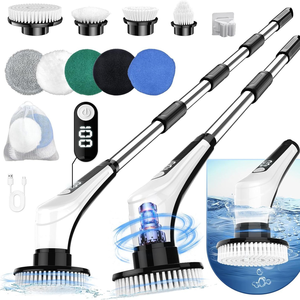 9 in 1 Multifunctional IPX7 Handheld <b>Electric</b> Cleaning Brush Retractable Spin <b>Scrubber</b> Black <b>Electric</b> Cleaning Brush - Product Image 1