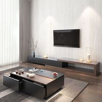 Table basse carrée en bois de luxe moderne, design élégant, avec plateau relevable, hauteur réglable, extensible et avec rangement pour salon