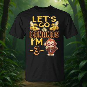 T-shirt pour enfants Let's Go Bananas, je suis de 3 ans, thème Zoo Jungle Safari - Product Image 3