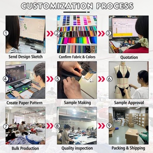 Costume da bagno da donna personalizzato One-Stop per lo sport 2 pezzi con motivo leopardato e costume da Bikini con rilegatura personalizzata con Logo - Product Image 5