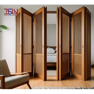 <span class=keywords><strong>Puerta</strong></span> Plegable de <span class=keywords><strong>Madera</strong></span> Maciza a Medida, <span class=keywords><strong>Marco</strong></span> Delgado de Aluminio, Panel de Doble Vidrio con Aislamiento Térmico, Diseño Moderno <span class=keywords><strong>para</strong></span> Acceso Exterior de Apartamentos - Product Image 1