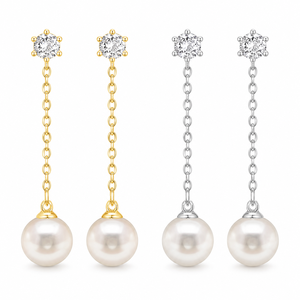 Orecchini Pendenti Geometrici con Perle per Donne, Design Semplice, Accessori per Orecchie da Indossare Quotidianamente - Product Image 1