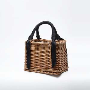 Bolso rectangular de mimbre con asa de encaje, para verano - Product Image 1