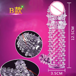 Großhandel 5-teiliges Set <span class=keywords><strong>Super</strong></span> Qualität Weiche Silikon Kristall Wieder verwendbare Silikon hülle Sexspielzeug für männliche tragbare Dildo Kondom - Product Image 3