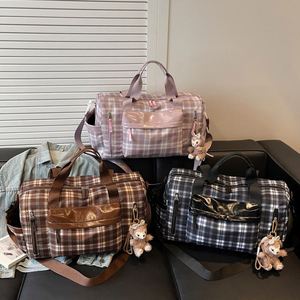 Classic Plaid Pattern Travel Bags Multi Functional Shoulder Sling Luggage Bag Unisex Outdoor Travel Fitness <b>Storage</b> Bag - Product Image 4