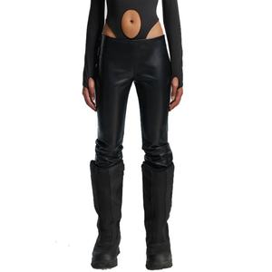 Sexy Leather Pants <b>Low</b> <b>Rise</b> <b>Flare</b> Leg Openning Black Stretch PU Pants for Women - Product Image 1