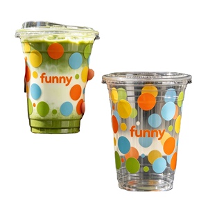 Disposable Custom logo 12 16 20 22 32oz Portable clear Coffee Boba Tea Cups <b>with</b> <b>Lid</b> Fruit Bubble Tea <b>Buckets</b> Pet Plastic Cups - Product Image 2