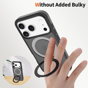 Coque de téléphone magnétique mate premium avec support rotatif à 360° intégré, anti-traces de doigts, antichoc et protectrice pour iPhone - Product Image 3