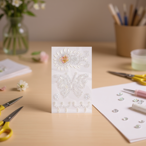 Adesivi con strass Ilan a forma di farfalla bianchi 39052 - Product Image 2