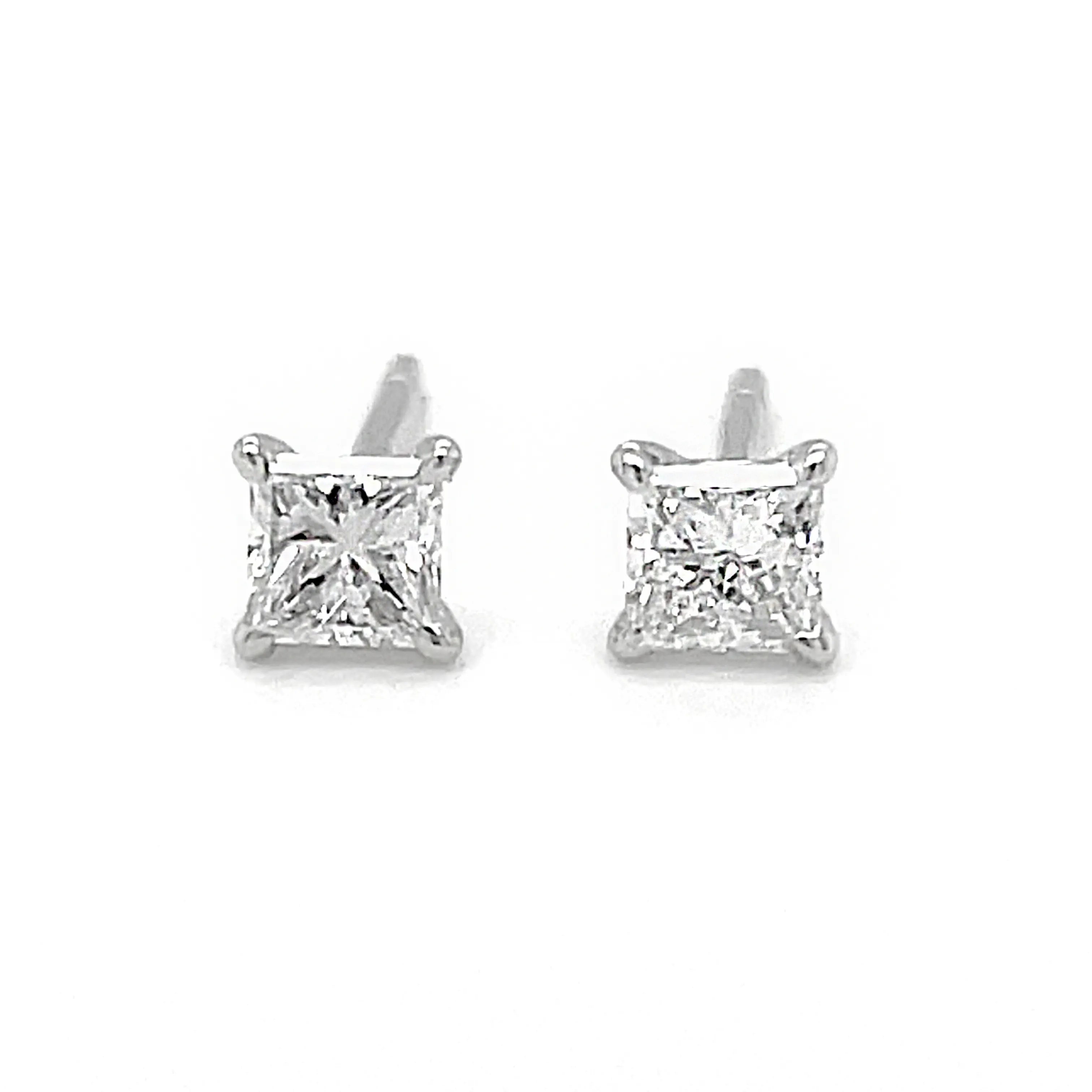 Factory Direct Sale 18K White Gold Diamond Earrings Princess Cut Diamond Ear studs