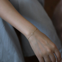 Date 925 Sterling Silver Mince Chaîne Bracelet Or Plaque Zircon Creux Étoile Pendentif Bracelets pour Femmes Bijoux