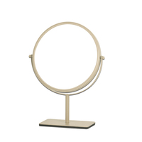 Miroir de beauté cosmétique de bureau portable à double face, rond, avec cadre en métal chromé