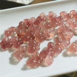Nuovi Arrivi: Mini Sculture in Pietra Semi-Preziosa, Farfalle in Quarzo Rosso Fragola Naturale per Creazione di Ciondoli - Product Image 3