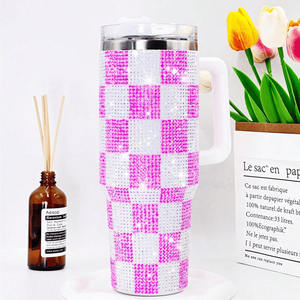 Cross Border bloque de alto valor Color <span class=keywords><strong>Collage</strong></span> diamante cristal helado taza diamante incrustaciones portátil 40oz taza - Product Image 5