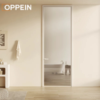 Porte intérieure moderne OPPEIN en verre dépoli avec cadre en aluminium fin, porte de confidentialité pour hôtel, appartement, projet commercial, entrepreneur