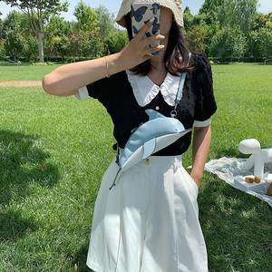 Sac à main en PU décontracté élégant pour femmes avec forme de dauphin mignon sac à main personnalisé drôle avec fermeture à glissière motif de bonbons sac Ita - Product Image 3