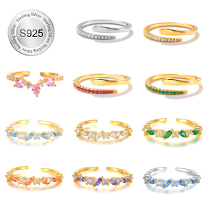 Bijoux pour femmes, anneaux classiques en argent 925 avec cœur d'amour, cristal tendance, anneau large pour mariage et fête, bijoux en argent pour femmes - Product Image 6