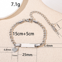 Bracelet pour enfants Ywyougang en acier inoxydable tendance plaqué or rose/or, avec breloque cœur rectangulaire personnalisable