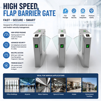 Torniquete de Alta Seguridad con Solapa Abatible, Barrera de Control de Acceso Peatonal Automática de Acero Inoxidable 304 para Edificios de Oficinas