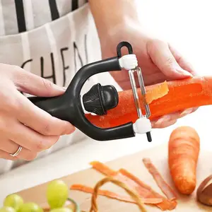 HelloWorld fruit Kitchen Gadgets Double Fingers Opener Cutter Quickly Stripping Fruit Slicer New Fruit Peeler Stainless Blade Lemon Grape