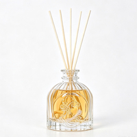 Bouteille diffuseur de parfum vintage en verre gaufré, flacon vide à facettes rondes avec bouchon boule en verre