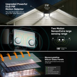 Lampe solaire extérieure à détecteur <span class=keywords><strong>de</strong></span> mouvement, 4 têtes, étanche IP65, 270° °   Applique murale grand angle pour cour, patio, garage - Product Image 3