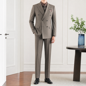 Costume de <span class=keywords><strong>Mariage</strong></span> Homme 3 Pièces Slim Fit Respirant de Haute Qualité Style Italien Double Boutonnage pour Garçons d'Honneur - Product Image 1