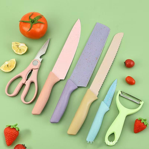 Bộ dao Macaron sáu mảnh với thiết kế đầy màu sắc lưỡi thép không gỉ dùng một lần 3Cr13 Bộ Quà Tặng rơm lúa mì - Product Image 6