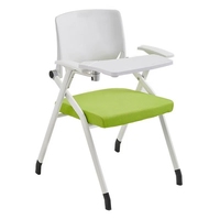 Chaise de conférence et de formation multifonctionnelle moderne avec plateau d'appoint, pieds fixes et roulettes pivotantes pour usage commercial en école