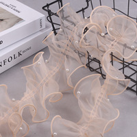 Renda Organza Lipit 4.3 Inci 11cm dengan Rantai Manik Tembaga, untuk Pakaian Lolita, Tas, Bunga & Kerajinan DIY