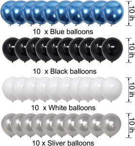 Blu nero 15th Birthday Decorations for Men Boy Birthday Party Supplies con <span class=keywords><strong>15</strong></span> Silver Number Balloon Happy Birthday Banner - Product Image 3