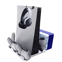 SSTARiT FC-PVR2-008 Base de refroidissement pour console PS5 pour PS VR2/PS5 Station de charge pour manette avec stockage de disques Support pour casque et écouteurs