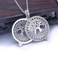 Pendentif arbre de vie en acier inoxydable à vente chaude, diffuseur d'huiles essentielles d'aromathérapie, pendentif médaillon ouvert en forme de hibou, collier parfumé