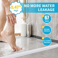 Barrera de Agua para Baño, Tira de Silicona TPE para Umbral de Ducha, Retén de Agua, Separación de Zonas Secas y Húmedas, Protector de Suelo Duradero