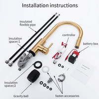Robinet de cuisine monocommande en or brossé avec douchette extractible, valve en céramique, moderne, monotrou, à poser sur plan de travail
