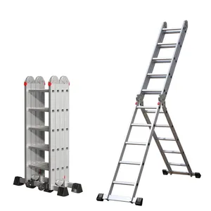 24 Voet Aluminium Multi-Purpose Platform Ladder Inklapbare Opstapverlenging Met Wielbelasting