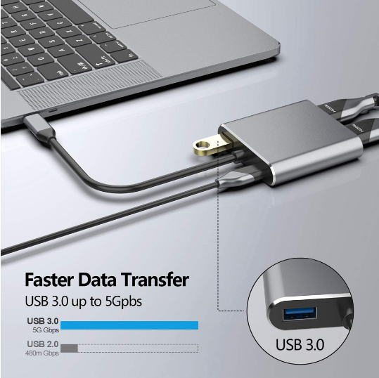 USB C Type C to HDMI 4K VGA USB3.0 Audio and video adapter With PD 60W Fast charger