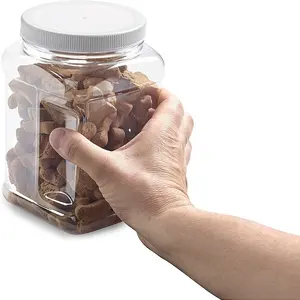 方形加仑塑料罐空32盎司48盎司方形透明塑料储物罐，手握方便