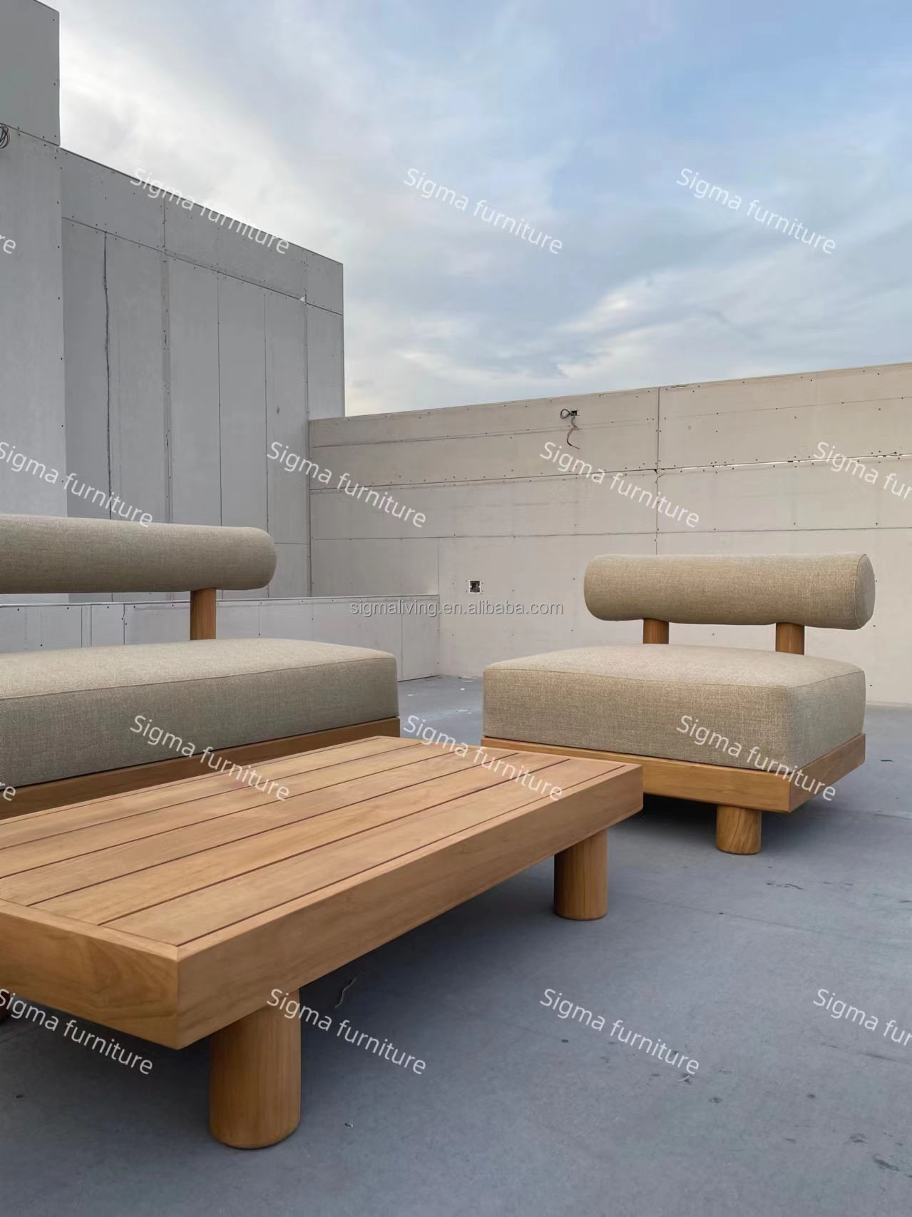 Customized Design Outdoor Teak Furniture Garden Sofas Outdoor Teak Wood Table Sigma Living