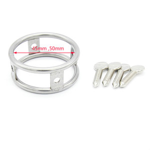 Kim loại đôi Vòng điều chỉnh đinh tán Cock Vòng nam chastity thiết bị Chậm xuất tinh - Product Image 3