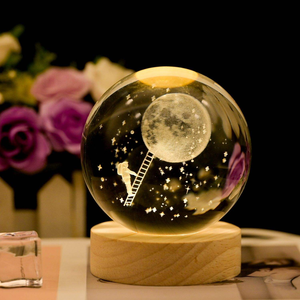 <span class=keywords><strong>Lampe</strong></span> <span class=keywords><strong>à</strong></span> illusion 3D H Galaxy moderne avec boule de cristal blanche, alimentation USB/piles, base en bois LED <span class=keywords><strong>à</strong></span> intensité variable, idéale pour les cadeaux d'anniversaire - Product Image 5