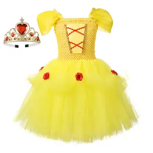 2023 Mädchen Party kleid Belle Princess Kostüm Kind Geburtstag Deluxe Dress Up Halloween Beauty Cosplay Kostüm