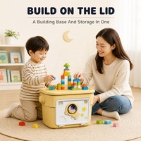 Organisateur de rangement multifonction empilable avec porte à ouverture frontale, motif astronaute, lune et étoiles, en plastique durable pour la chambre d'artisanat des enfants