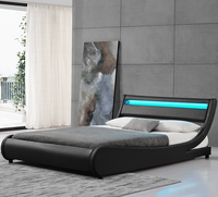 Lit Plateforme Capitonnée de Luxe Moderne Grande Taille Courbe en Faux Cuir, avec Lumière LED, Vente Flash Usine Personnalisée
